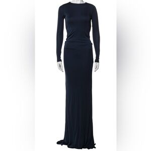 Roberto Cavalli Vintage Navy Blue Long Sleeve Backless Gown